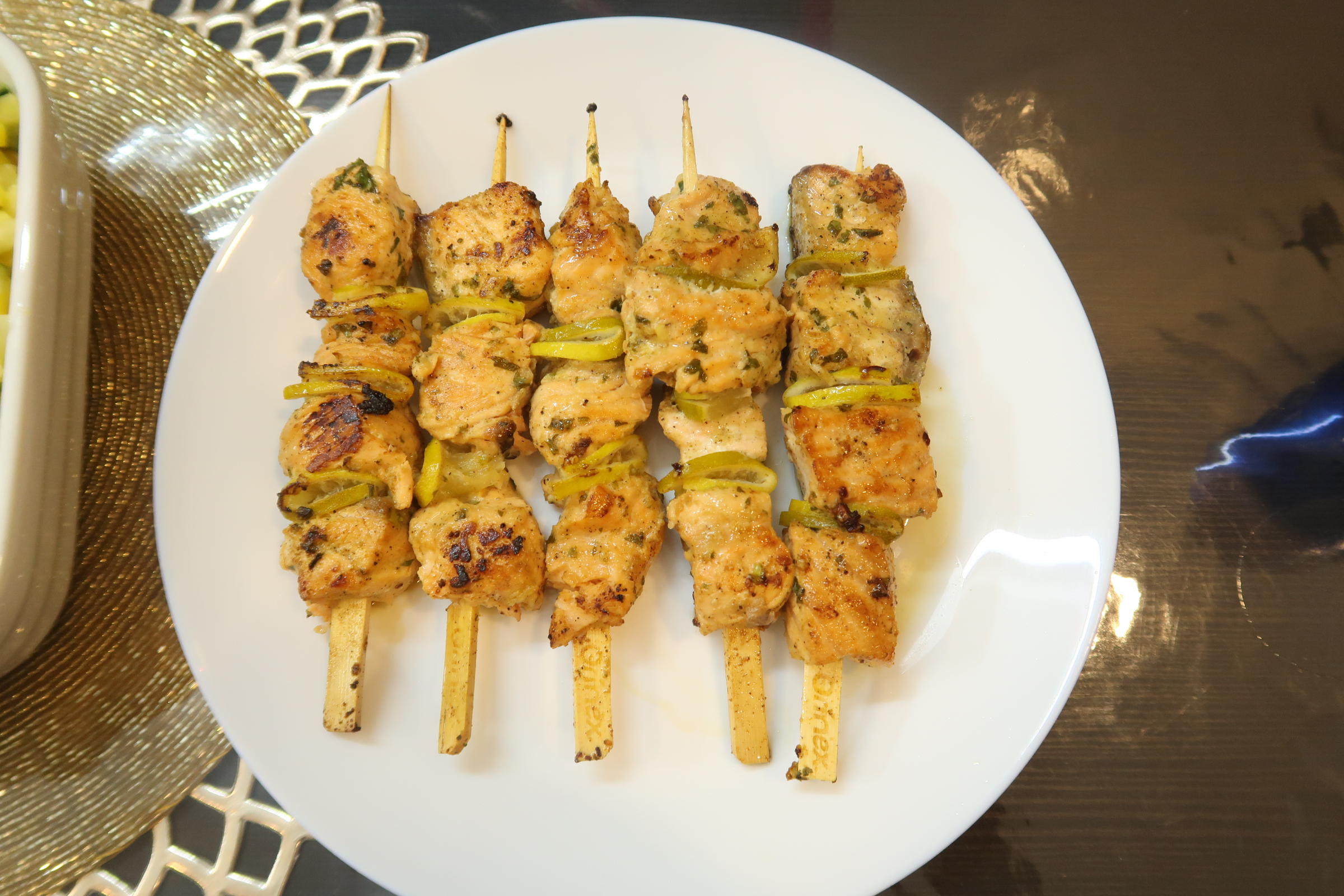 Garlic and Mustard Fish Skewers