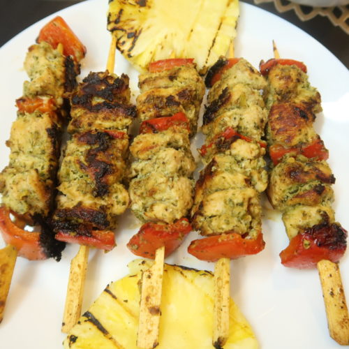 Spicy Green Grilled Chicken Skewers