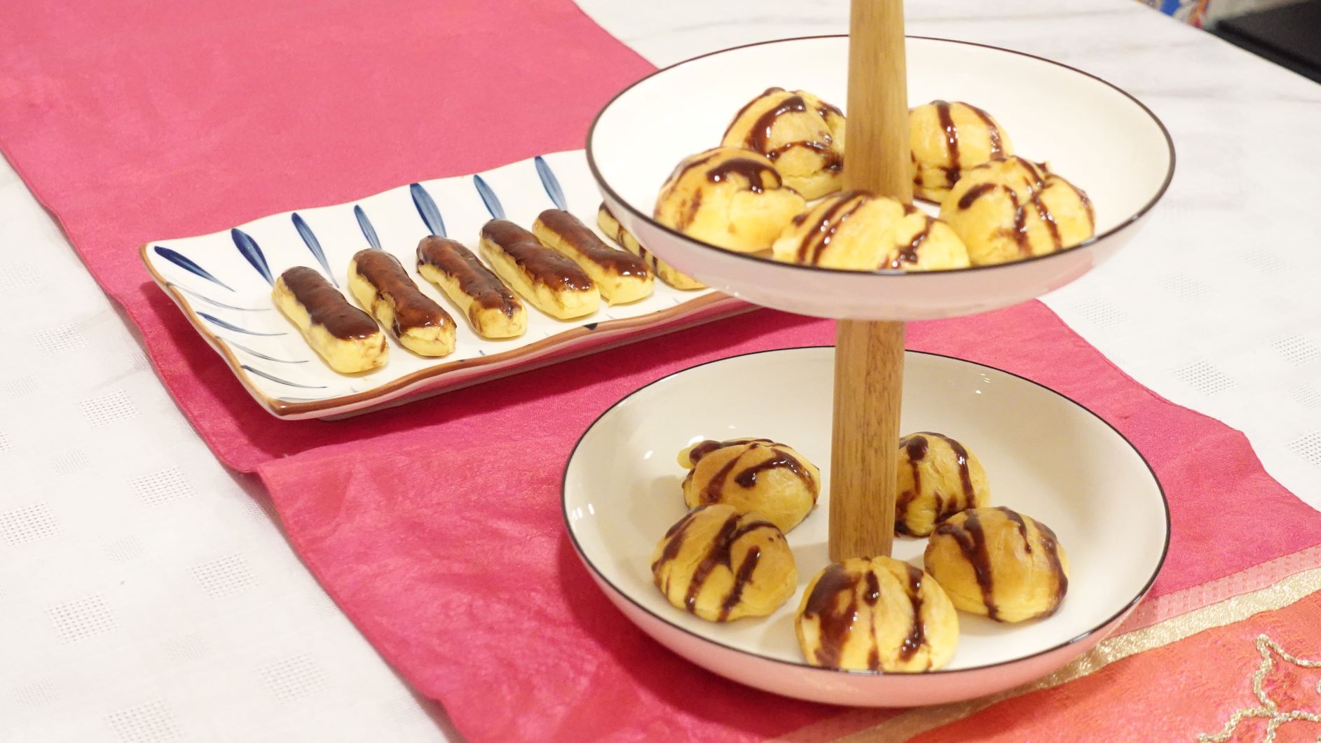 Chocolate Eclairs and Pastry Cream Puffs