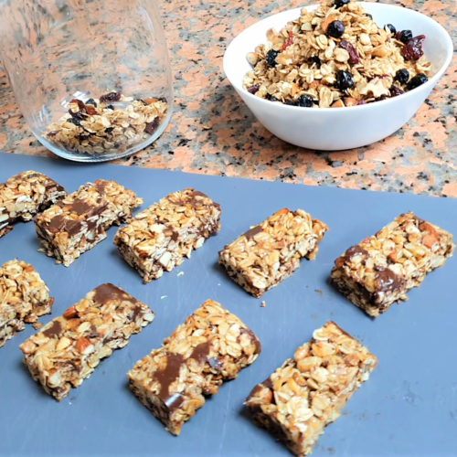 Chewy Chocolate Granola Bar on Stovetop