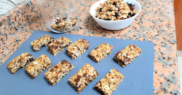 Chewy Chocolate Granola Bar on Stovetop