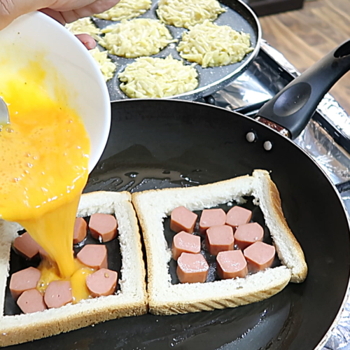 Chicken Franks and Omelette Bread