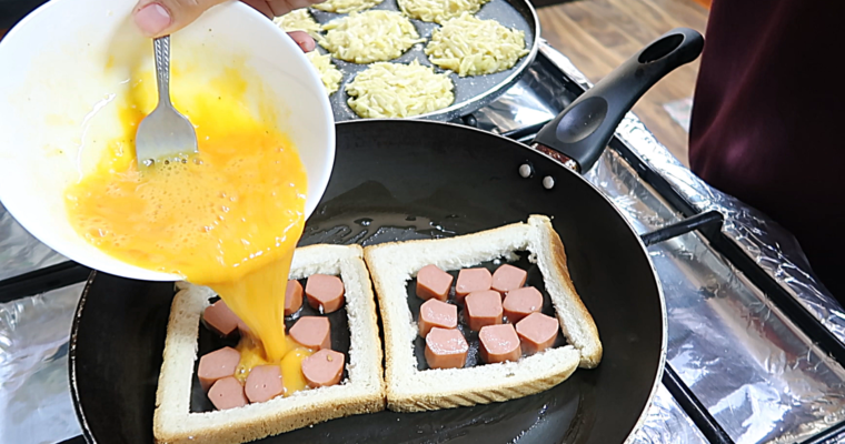 Chicken Franks and Omelette Bread