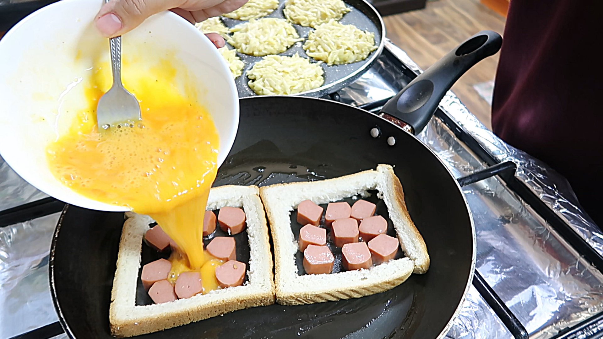 Chicken Franks and Omelette Bread